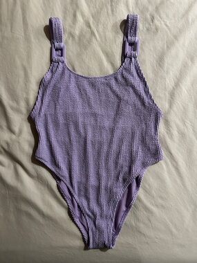 Aerie Textured One-Piece Swimsuit in Lavender